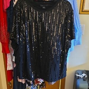 Sanctuary Black Sequin Short Sleeve Top